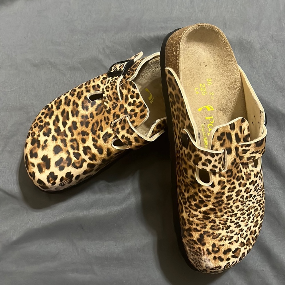 Birkenstock Boston leopard cheetah Animal Print Clogs Papillo sz 35 = 6 /6.5 US